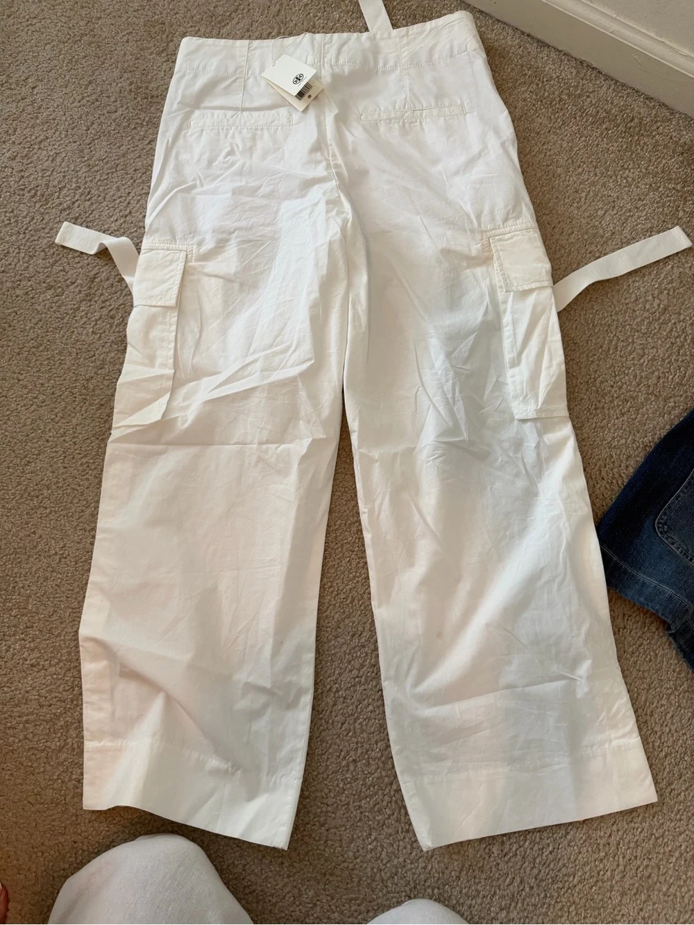 Tory Burch White Cargo Pants with Utility Pockets